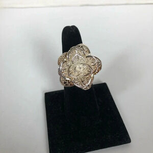 Silver Filigree Flower  Ring